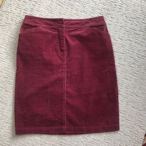 J. Crew Corduroy Side Slit Skirt Burgundy
